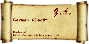 German Aladár névjegykártya